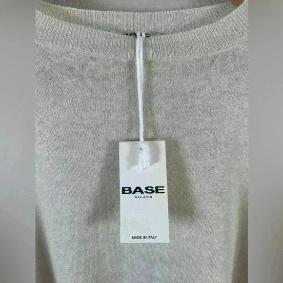 Base Milano Italy Lino Flax/Cotton Blend Long Sleeve Cream Top Women's 42 NWT - Picture 2 of 11